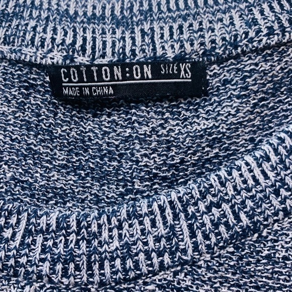 Cotton : on speckled navy blue knit long high low pullover sweater XS women’s - Picture 4 of 6